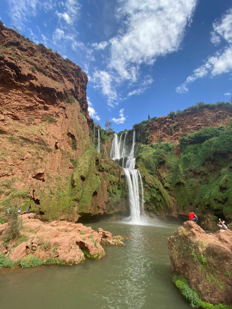 The Ouzoud waterfalls dropping into the canyon