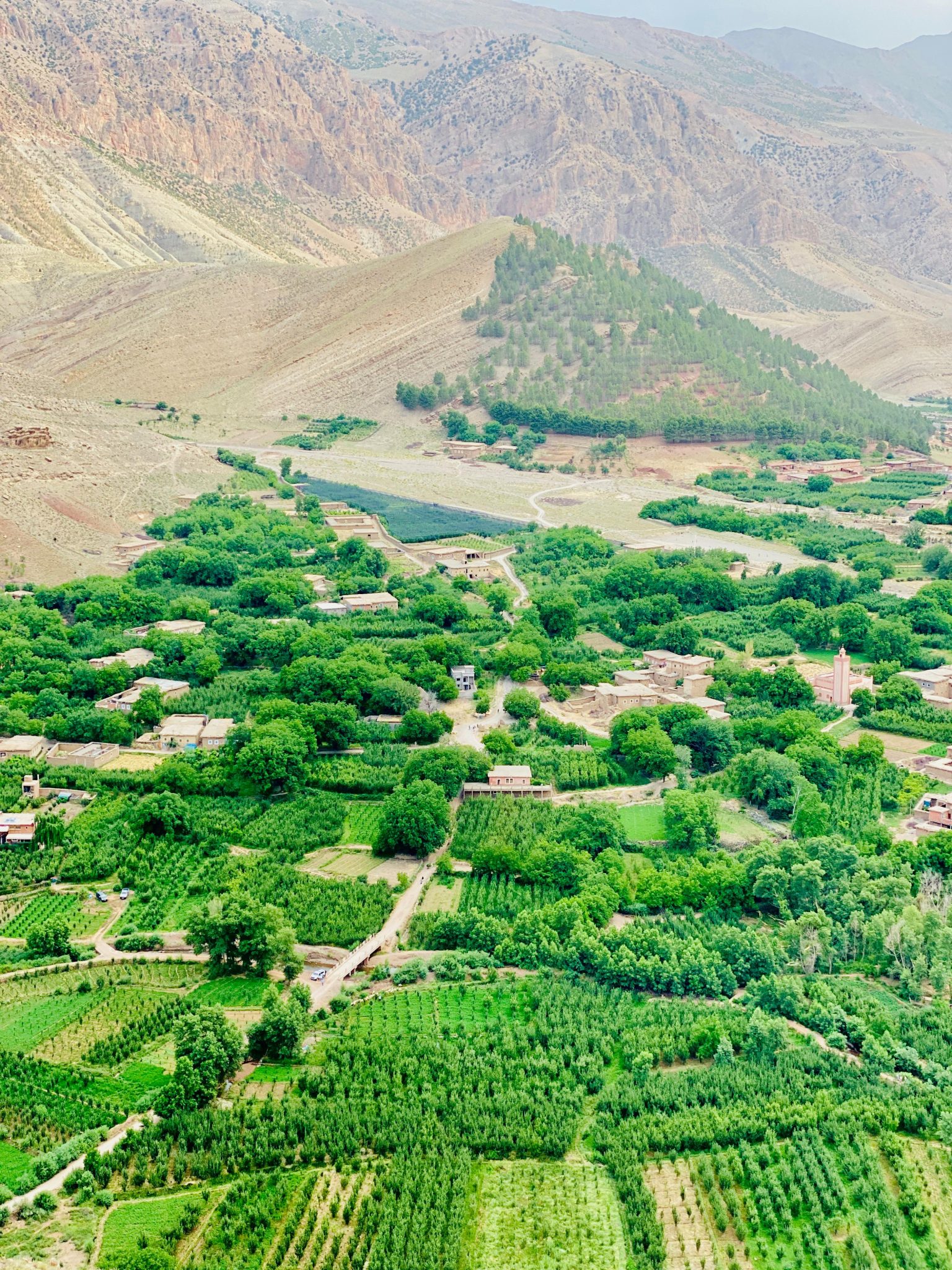 The green Ait Bouguemez valley and its villages in the High Atlas