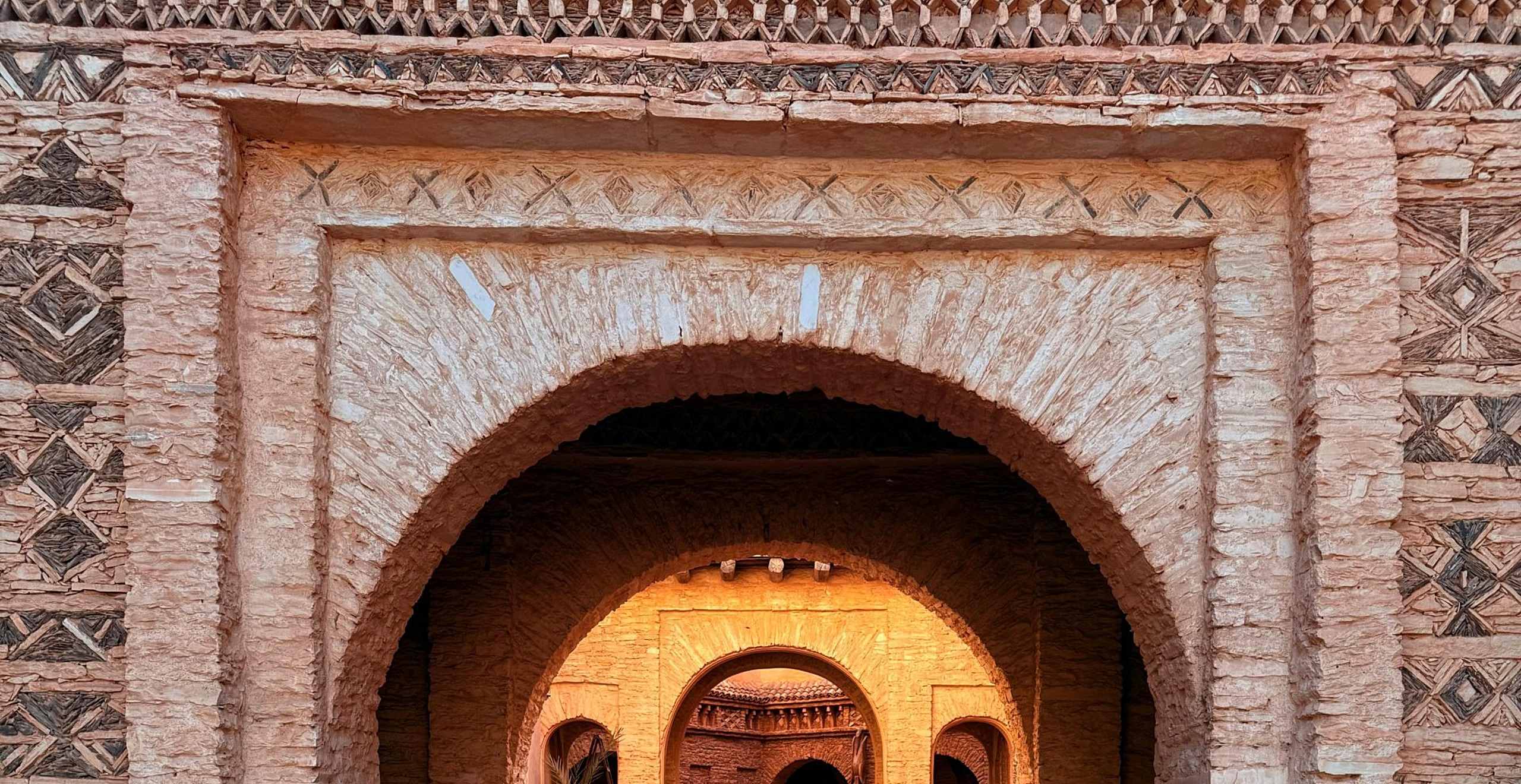 A carved gateway in the rebuilt medina of Agadir on Morocco&rsquo;s Atlantic coast