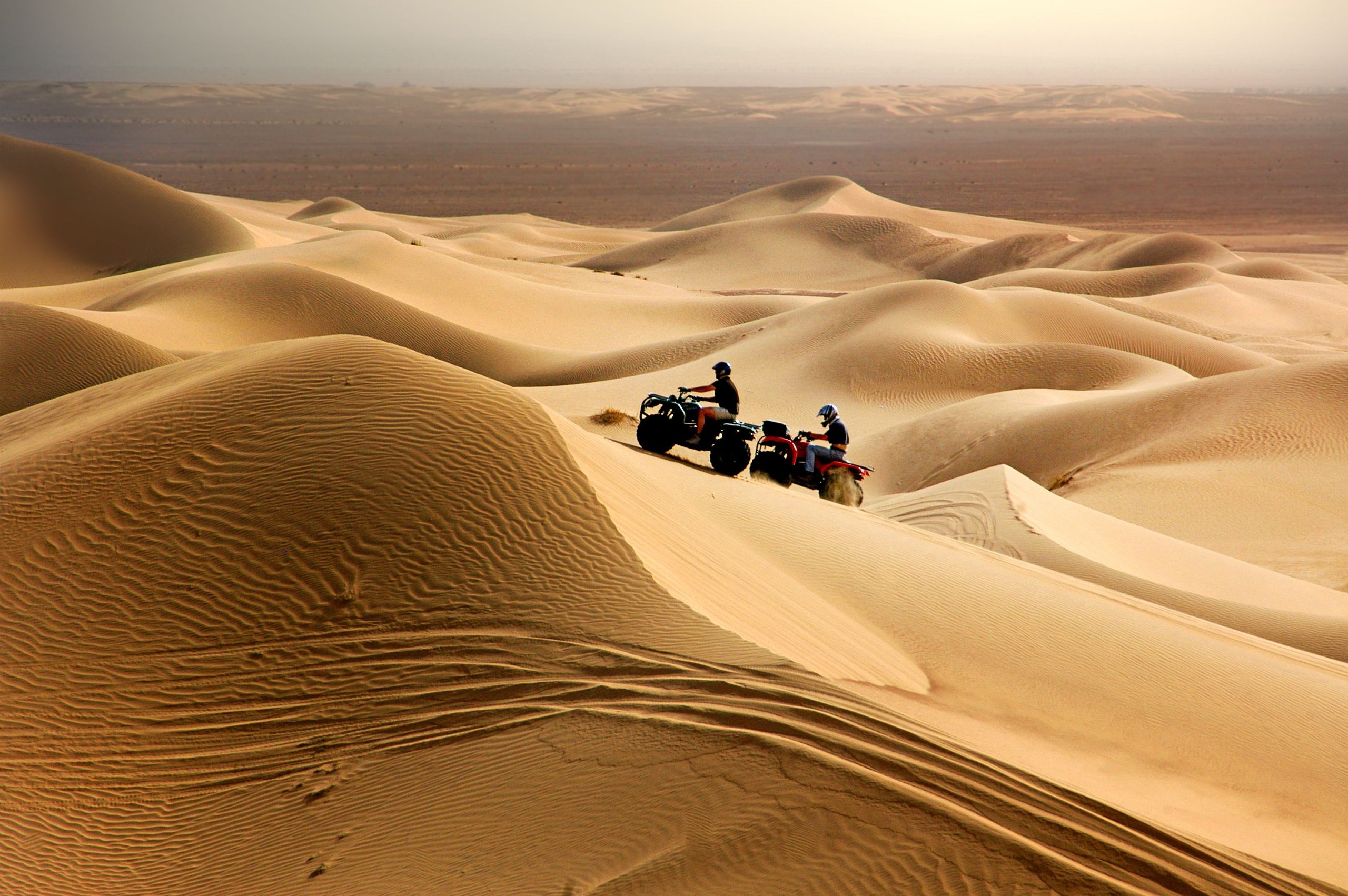 Quad bikes on the stony desert plateau near Marrakech